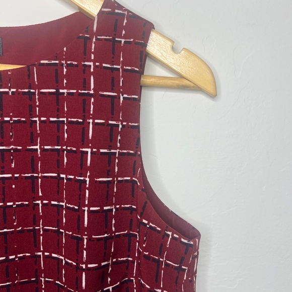 The Limited women's sleeveless blouse, dark red with white & navy windowpane, XS - Picture 5 of 11